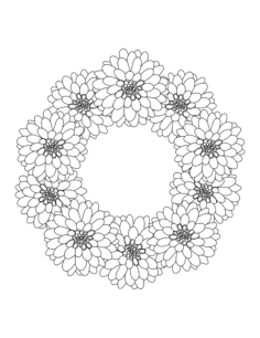 Flower Dahlia Wreath Border Tracing Shape Pdf, Free Vectors File